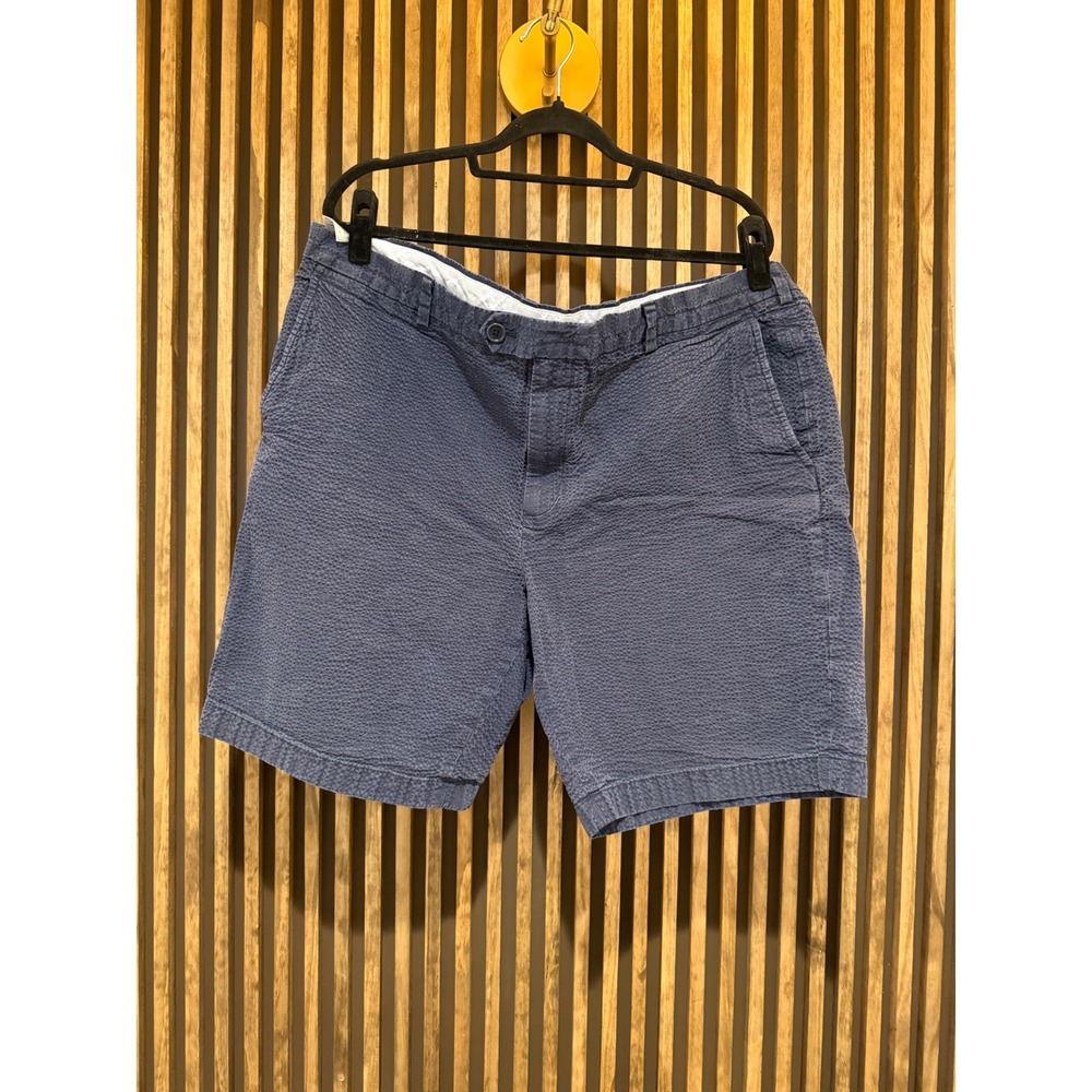 Brooks Brothers Bermuda Shorts Mens W44 Blue Textured Cotton Casual - Picture 1 of 3